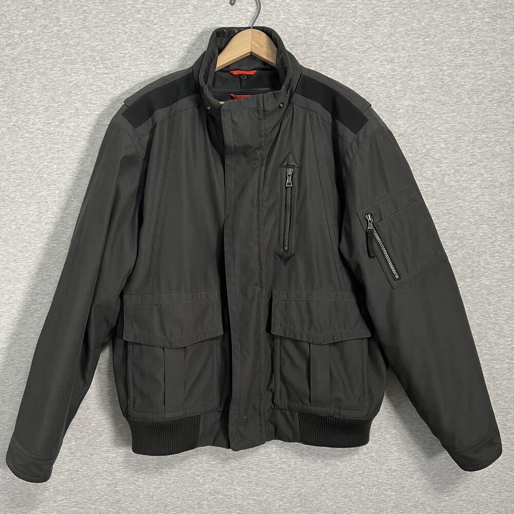 Marc New York Andrew Marc Jacket Mens XL Gray Twill Bomber Zip Out Liner Quilted